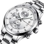 CRRJU Men's Fashion Stainless Steel Watches Date Waterproof Chronograph Wristwatches,Stainsteel Steel Band Waterproof Watch - Image 2